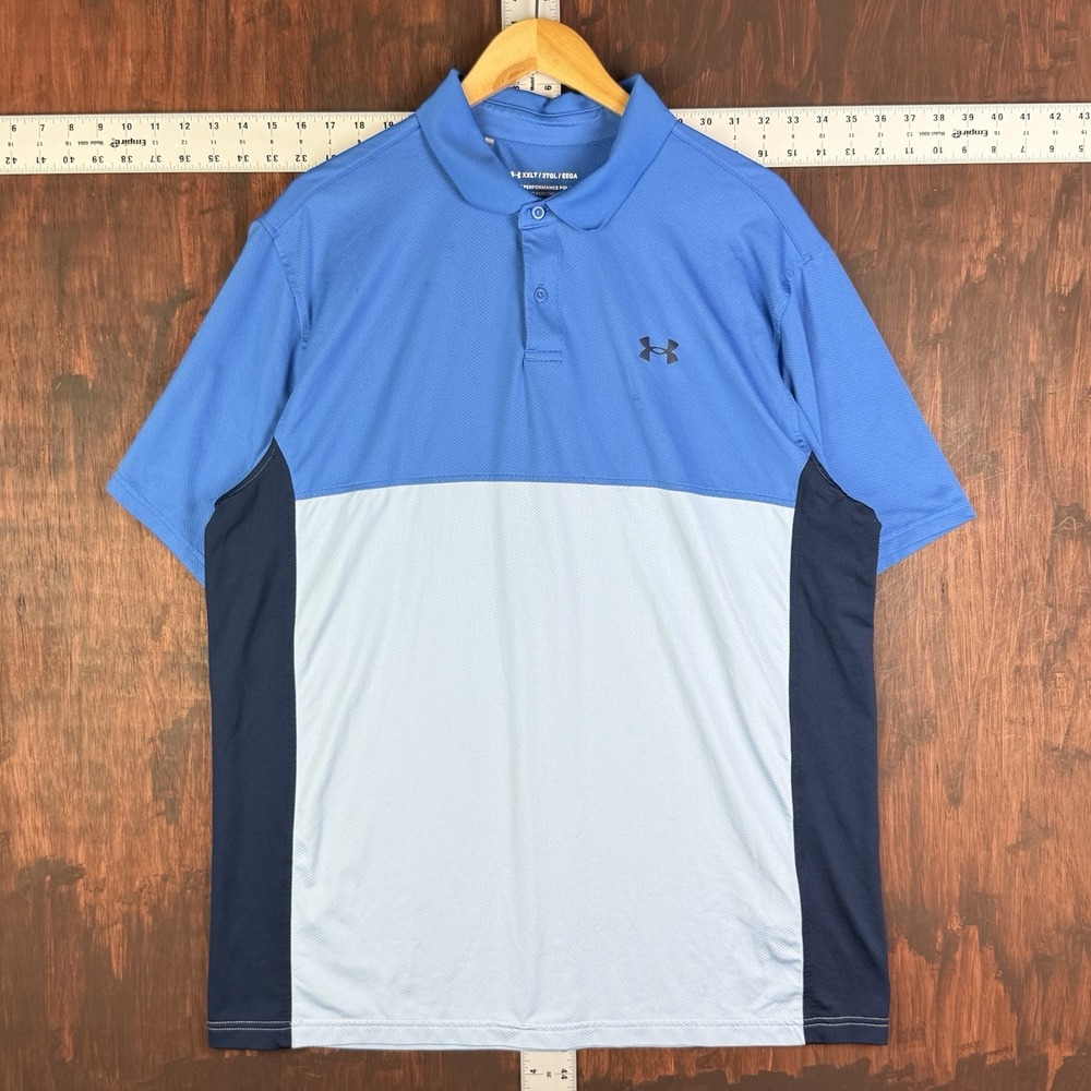 Under Armour Polo Shirt Playoff Golf Performance 1327037 Mens 2XLT White Blue